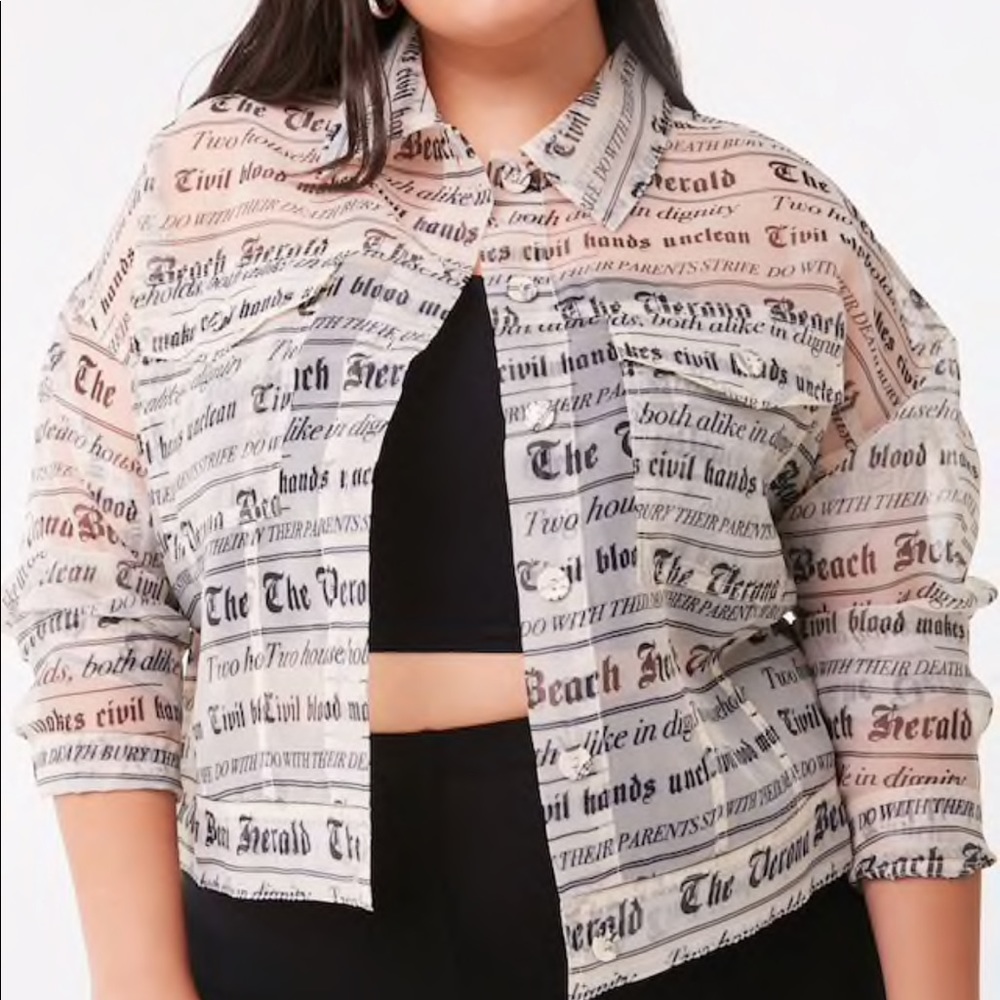 Newspaper print jacket